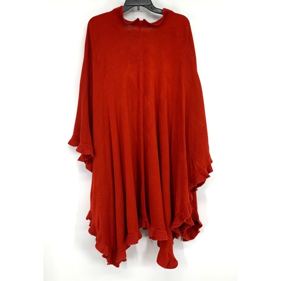 Collection Eighteen Cardigan Womens One Size Red Open Ruffle Waterfall Cape NWT - Picture 7 of 10